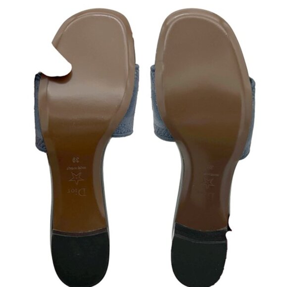 NIB-Christian Dior Dway Heeled Slide - Deep Blue - Sz 39/8.5 - Picture 4 of 6